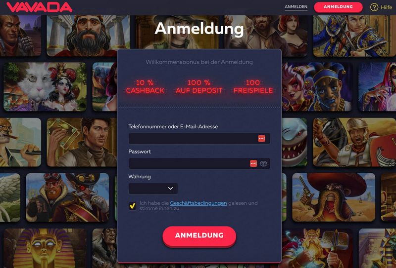 Регистрация и вход в онлайн-казино VAVADA